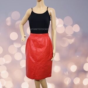 Vintage red Leather skirt